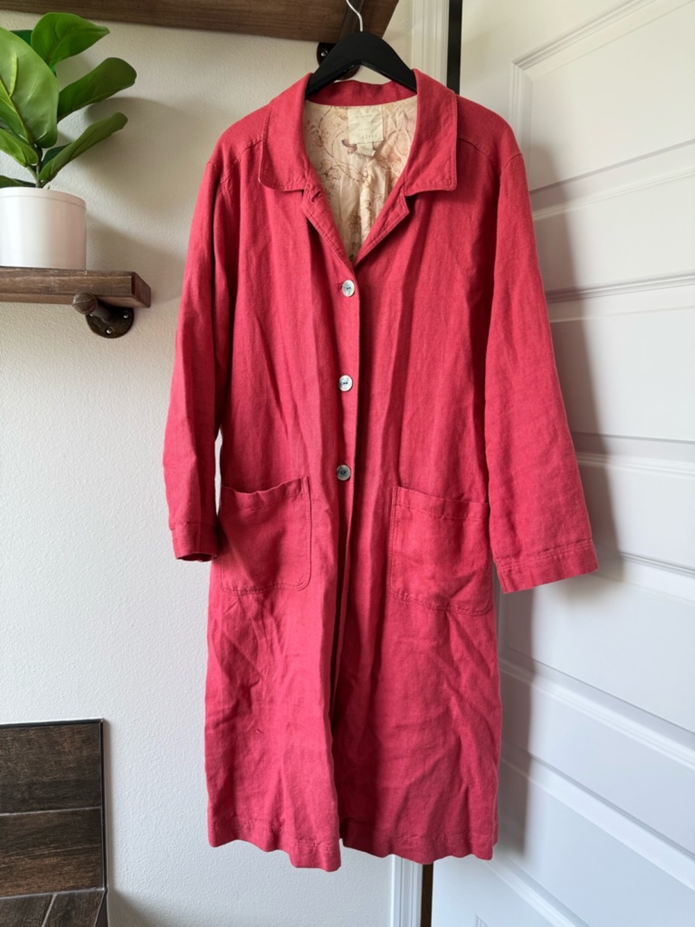 J.jill coral linen trench coat